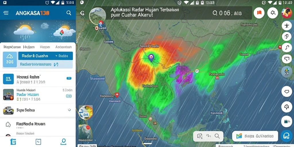 Tampilan antarmuka utama aplikasi ANGKASA138 dengan fitur Radar Hujan.