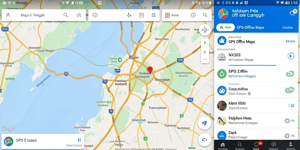 Tampilan antarmuka aplikasi NX303 dengan fungsi peta GPS Offline.