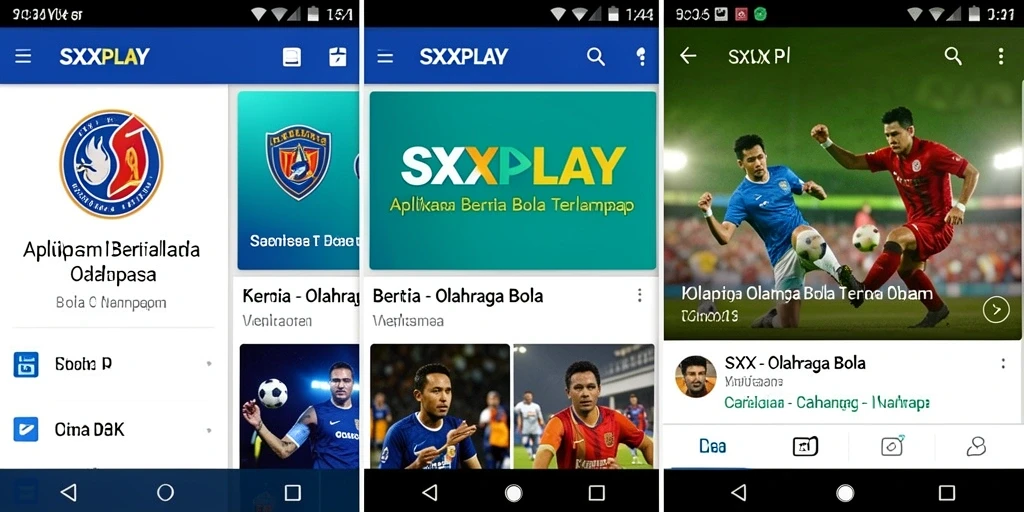 Antarmuka SXXPLAY menampilkan berita dan statistik olahraga bola.