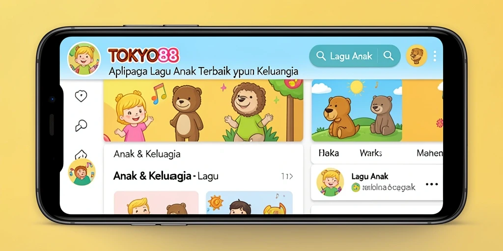 Antarmuka TOKYO88 menampilkan lagu anak yang ceria dan interaktif.